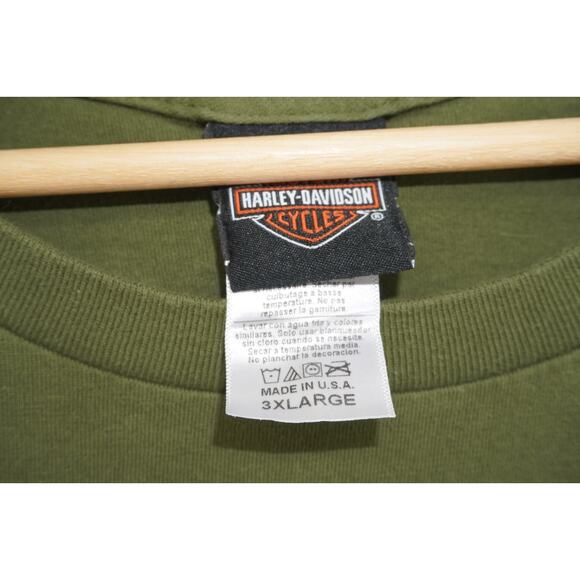 Harley-Davidson Made in USA T-Shirt 3XL Olive Graphic Moto Tee Vintage Style - Picture 4 of 7